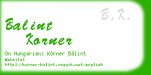 balint korner business card