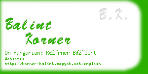 balint korner business card